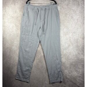 WILLIT Pants Mens Size 34x30 Gray‎ Linen Cotton Drawstring Casual Beach Trousers